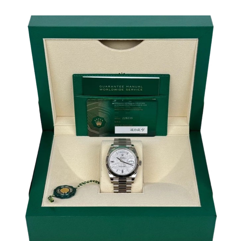 Rolex 40 mm Meteorite Dial Platinum Bracelet 228239 Daytime Date Watch