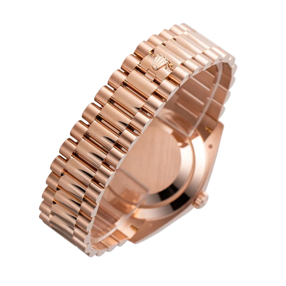 Rolex New Day Date 228235 40mm Chocolate Pattern Rose Gold # RL563 Watch