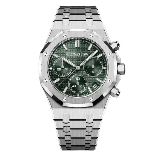 Audemars Piguet Royal Oak Automatic Winding Chronograph "50th Anniversary" Steel Bracelet with Green Dial (Reference Number 26240ST. O. 1320ST. 04)