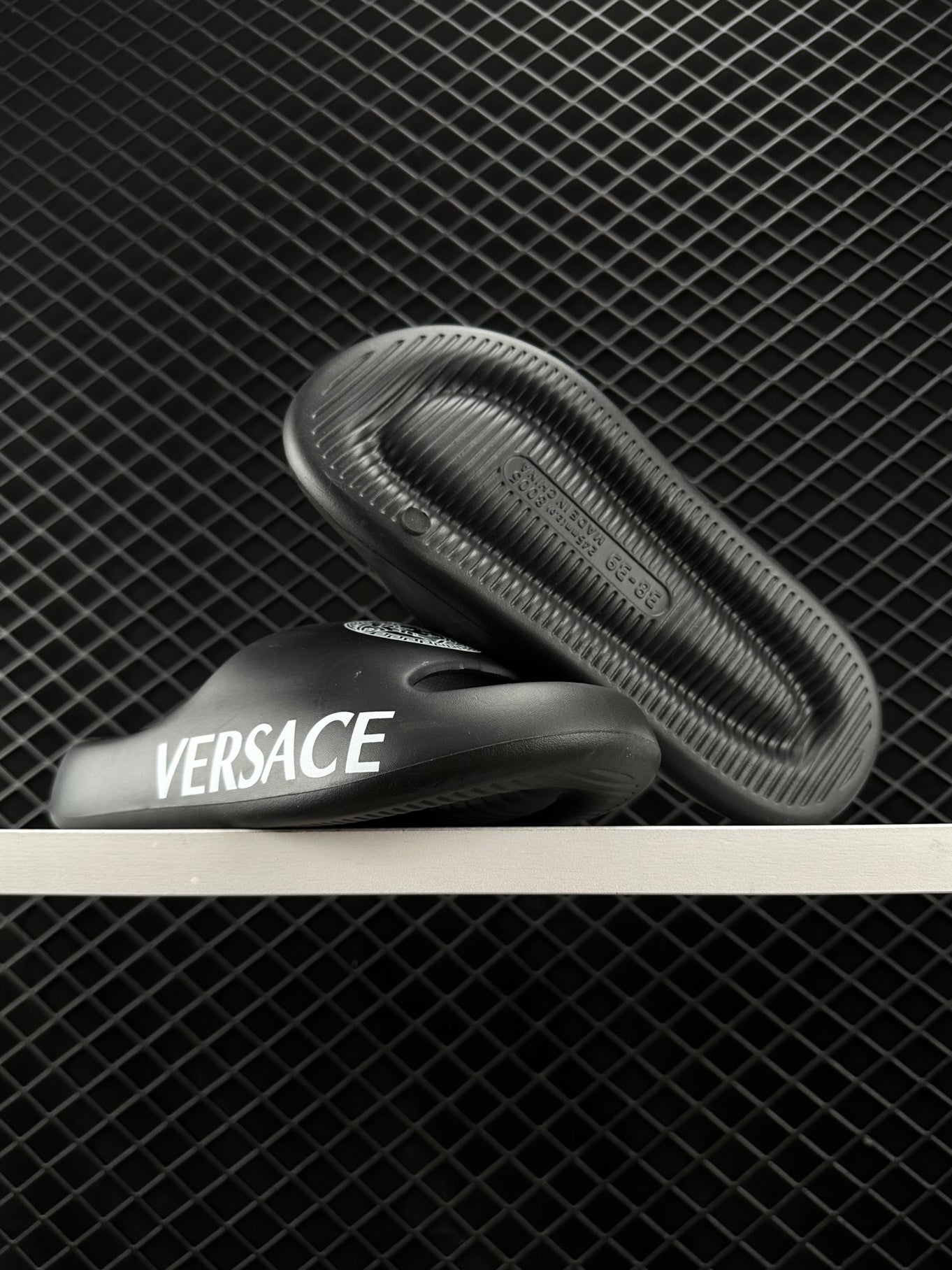 Versace Black Open-Toe Casual Slippers Graffiti Limited Edition Beach Shoes Sand Sandals