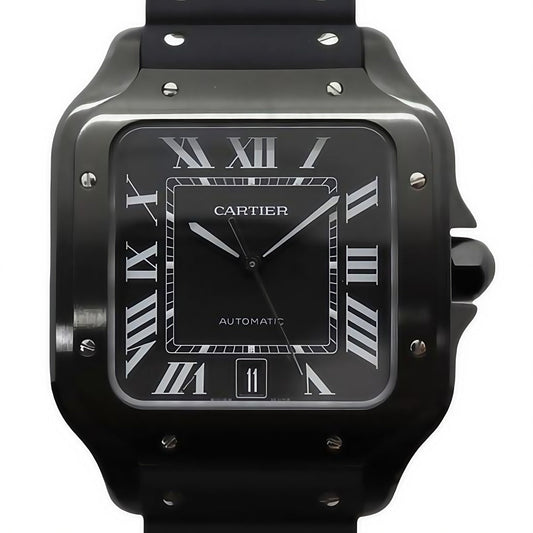Cartier Men's Cartier Santos Large WSSA0039 Black ADLC Coated 40mm Black Dial Automatic