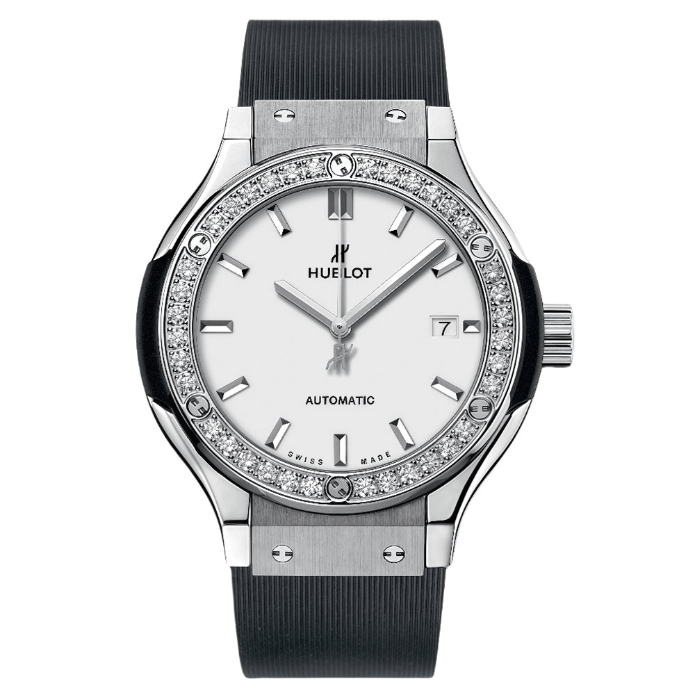 Hublot Classic Fusion Titanium Opalin Diamonds Wrist Watch