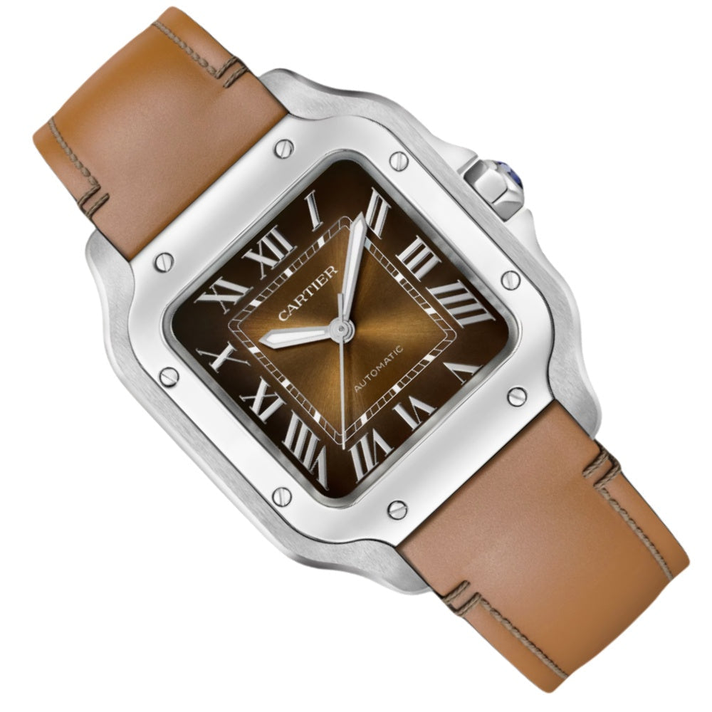 Cartier Santos Brown Sunburst Dial Watch WSSA0064