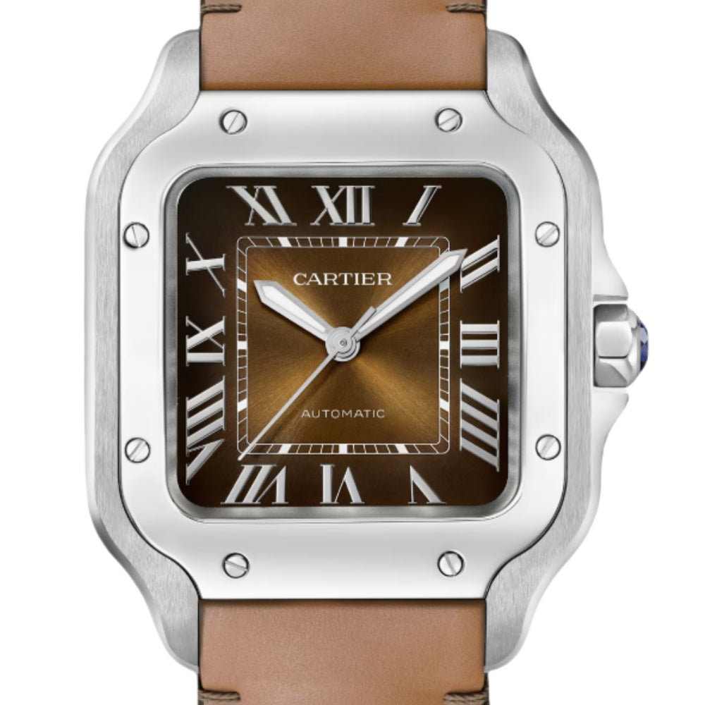 Cartier Santos Brown Sunburst Dial Watch WSSA0064
