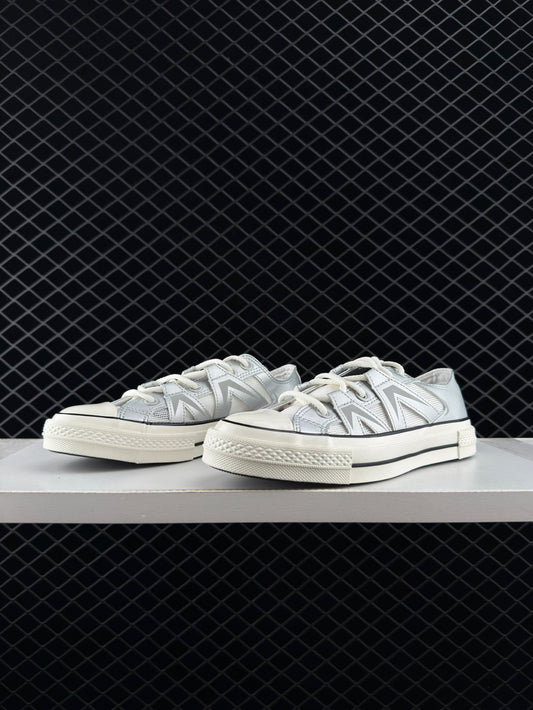 Converse Silver White Trendy Low Top Casual Skate Shoes