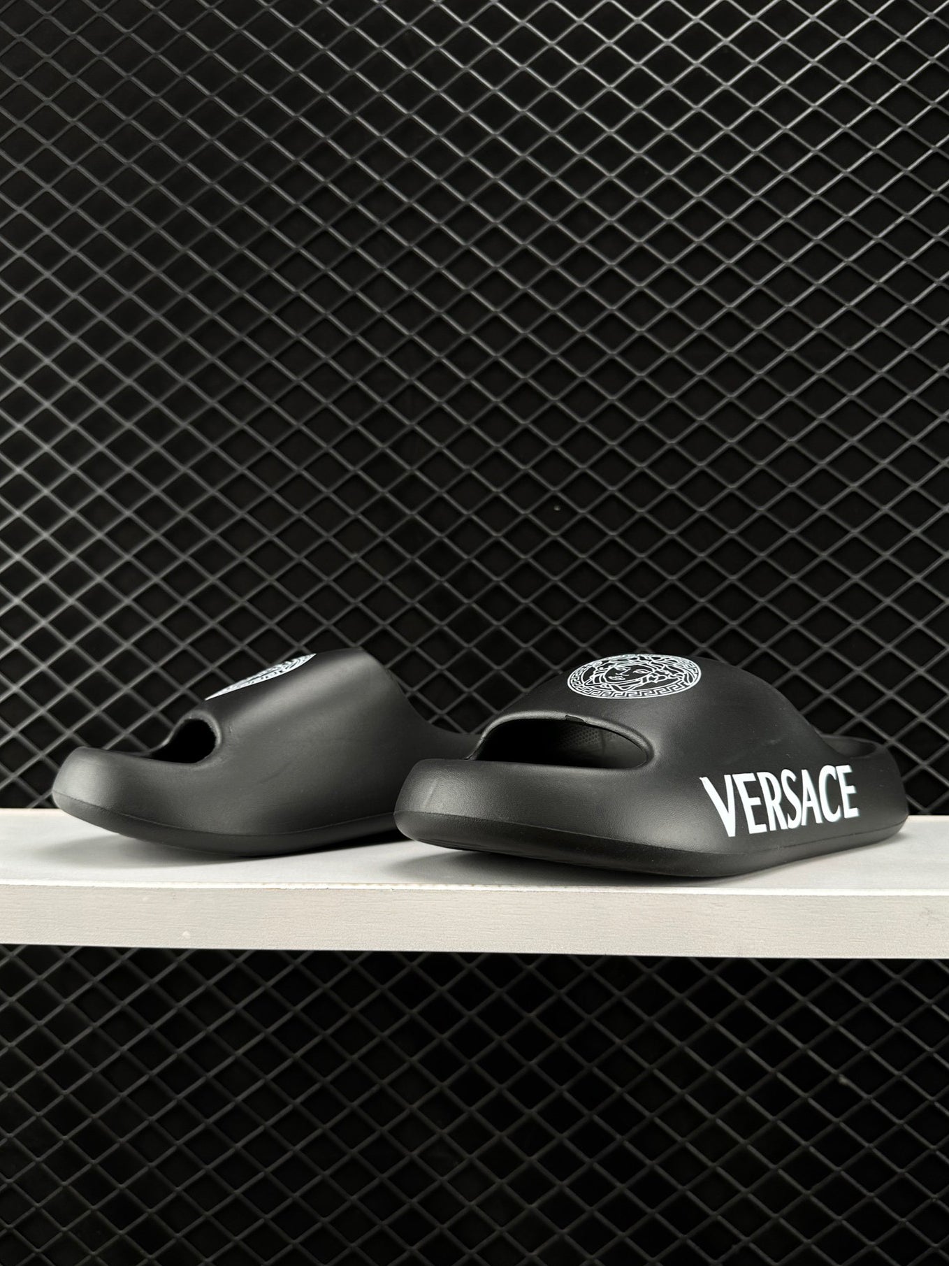 Versace Black Open-Toe Casual Slippers Graffiti Limited Edition Beach Shoes Sand Sandals
