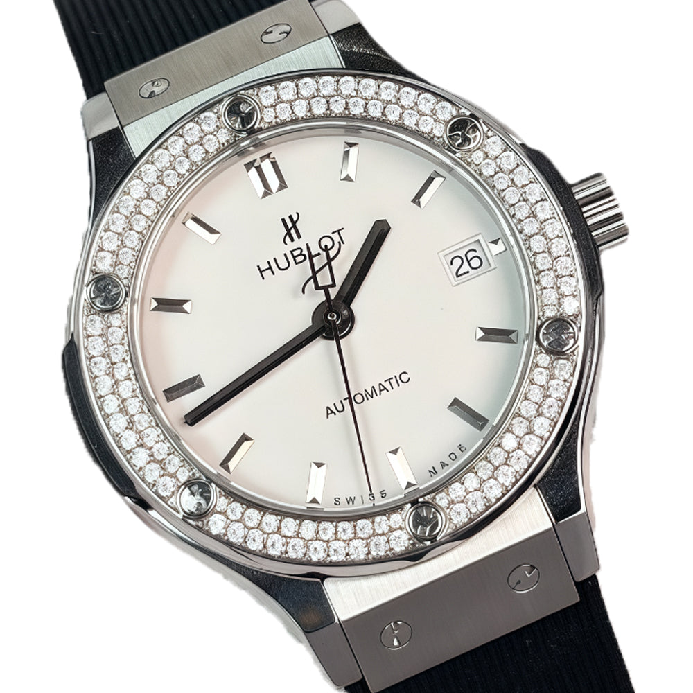 Hublot Classic Fusion Titanium Opalin Diamonds Wrist Watch